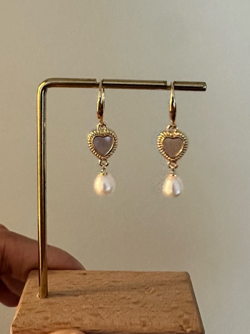 14k Gold plated Heart genuine Pearl Drop Earrings - Elegant Women's Jewelry